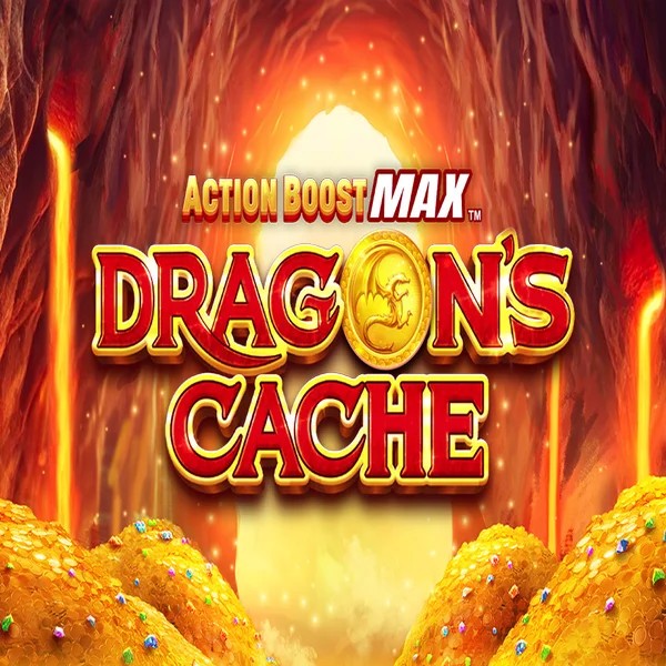 Action Boost Max Dragon's Cache slot logo by SpinPlay Games at Billybets Casino