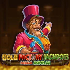 Gold Factory Jackpots Mega Moolah logo by Aurum Signature Studios at Billybets Casino